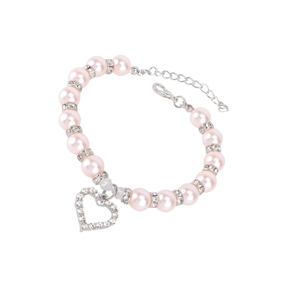 DIYEAH Adjustable Pet Collar with Beads and Heart for Cats and Dogs