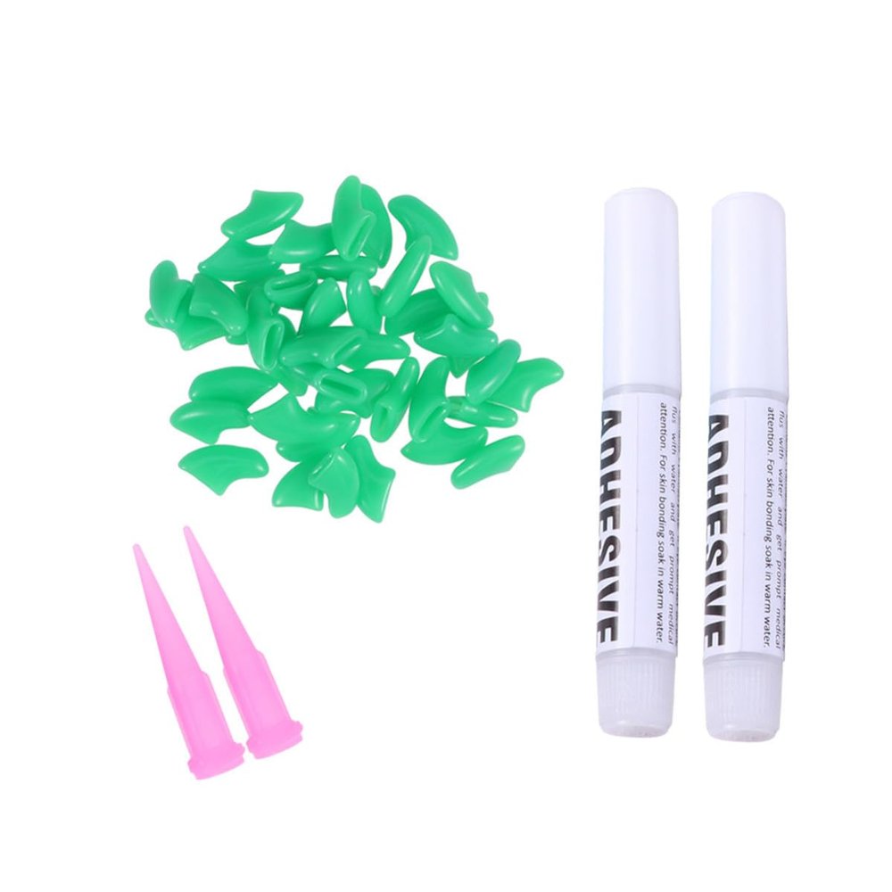 NESTINGHO 40 Cat Nail Caps in Green Silicone