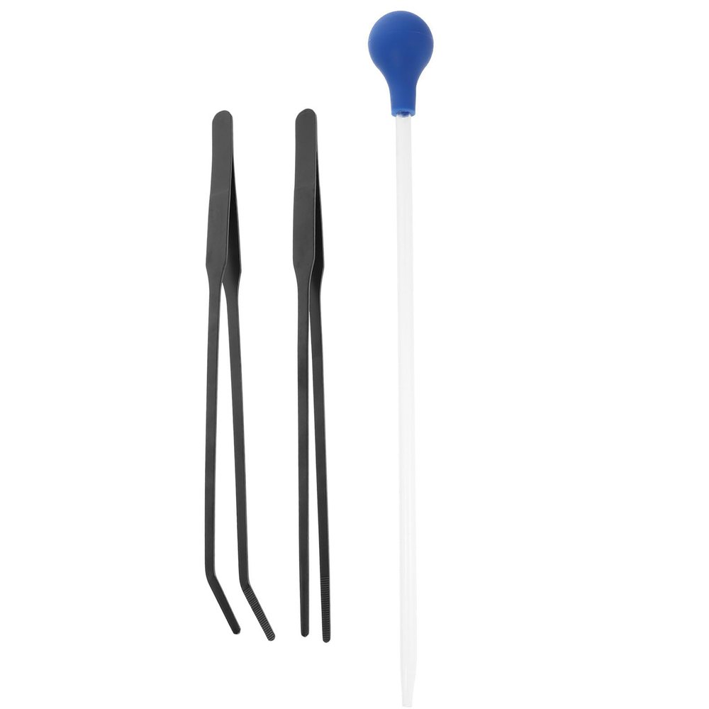 ABOOFAN Aquarium Accessory Set with Stainless Steel Tweezers and Acrylic Cleaning Clip