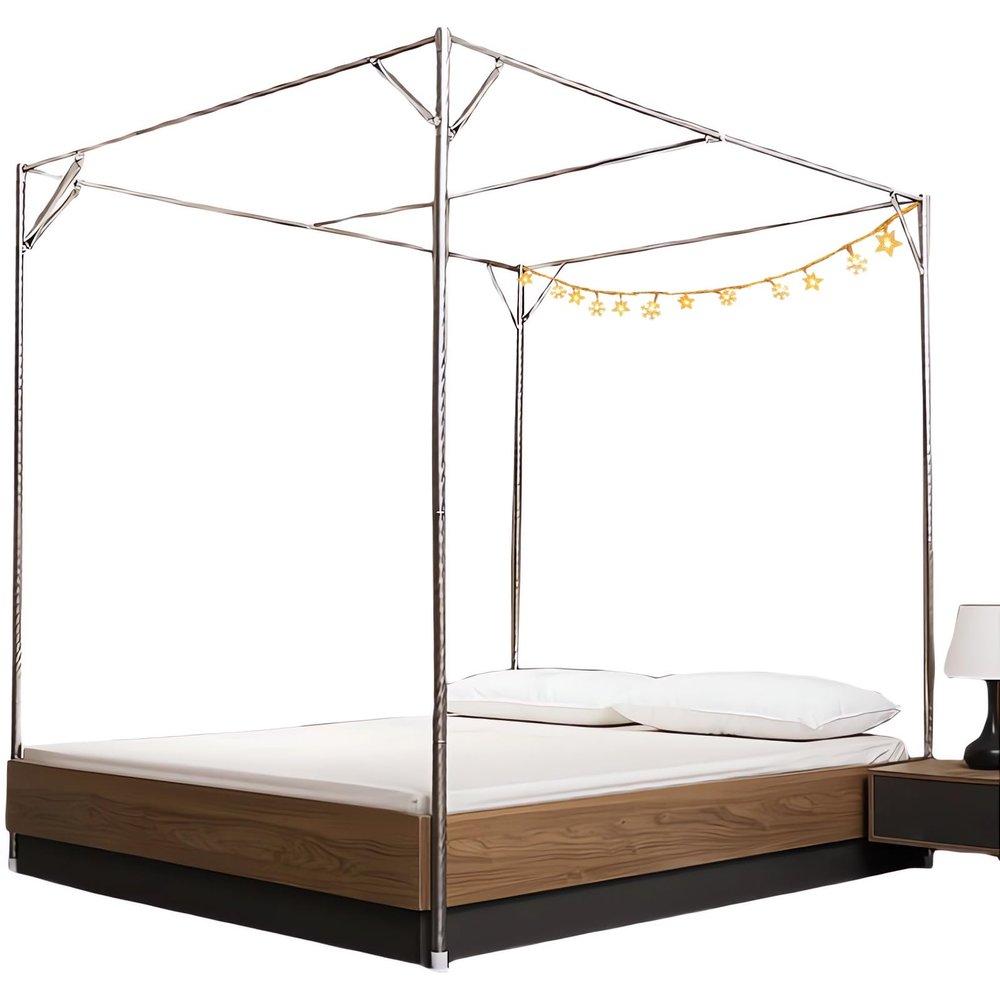 King-Size Canopy Bed with 4 Corner Posts