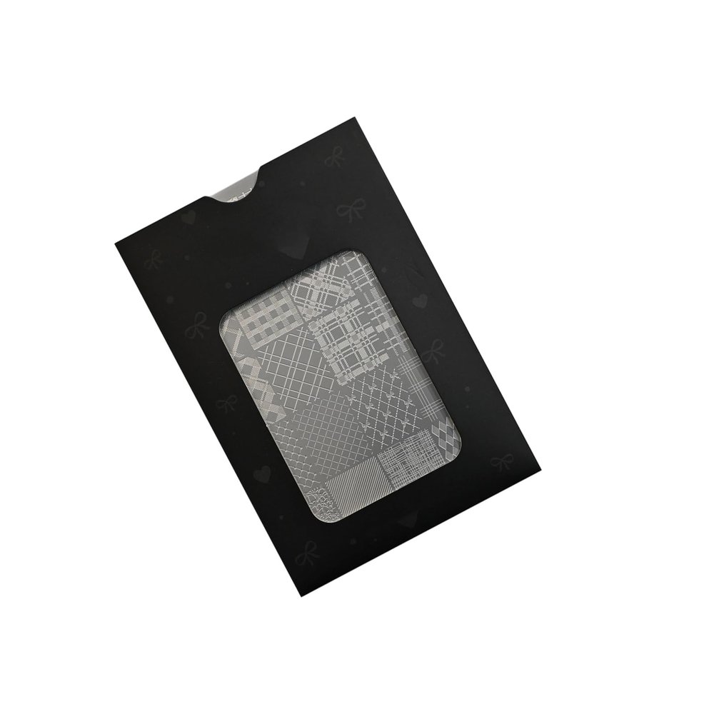 Stainless Steel Nail Art Stamping Plate with Grid, Stripe, and Houndstooth Patterns