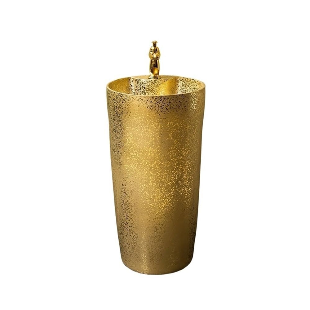 Luxury Ceramic Pedestal Sink with Faucet and Drain Set