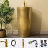 Luxury Ceramic Pedestal Sink with Faucet and Drain Set view 2