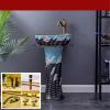 Freestanding Ceramic Bathroom Pedestal Sink with Faucet and Drain Assembly view 3
