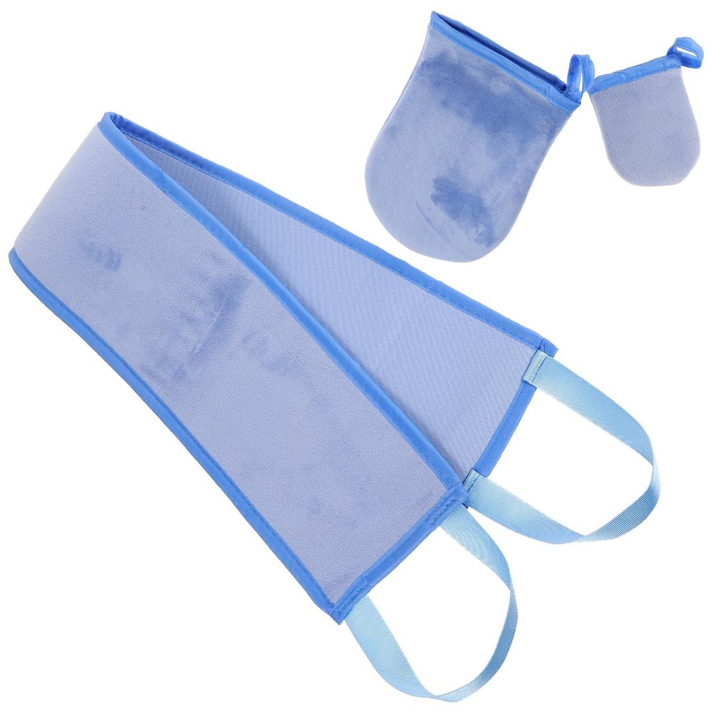 SEWACC Flocked Tanning Mitt with Back Lotion Applicator, Blue