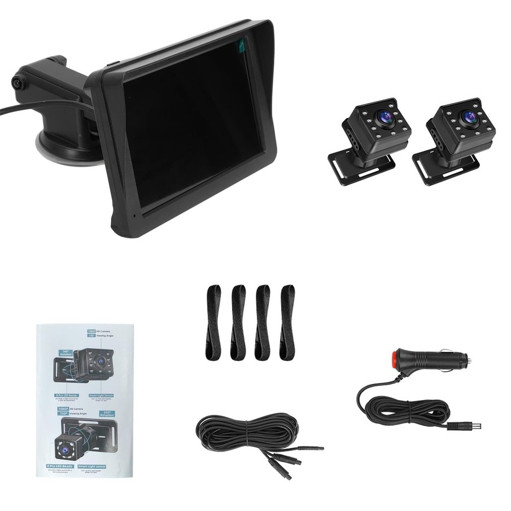 Baby Car Camera, Dual-Channel 7-Inch 1080P Monitor with Night Vision