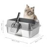 Abaodam Modern Stainless Steel Cat Litter Box with Non-Slip Base view 2