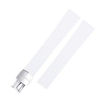 Clouism 19 mm Soft FKM Fluororubber Watch Strap, Compatible with Patek Philippe Aquanaut 5067A-001 (White 2)