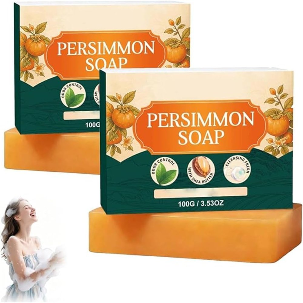 Persimmon Soap for Senior Odor Control, Deodorizing Bar, 2-Pack