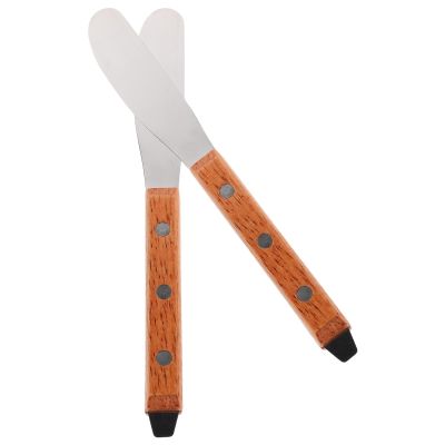 2-Piece Stainless Steel Wax Applicators with Wooden Handles for Hair Removal