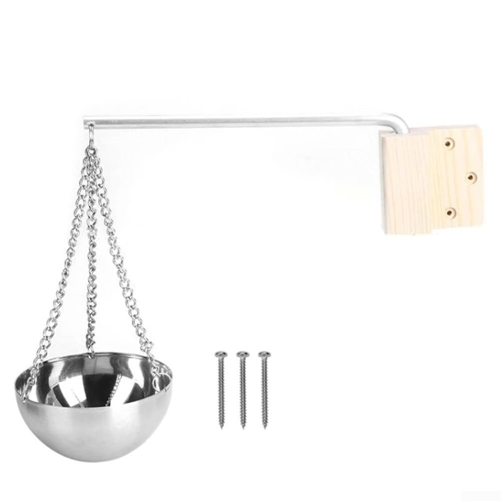 Sauna Essential Oil Holder with Stainless Steel Cup and Wooden Mount