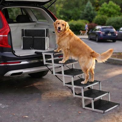 Folding Car Dog Stairs, 4, 5, or 6 Steps, for Trunk Heights up to 81 cm