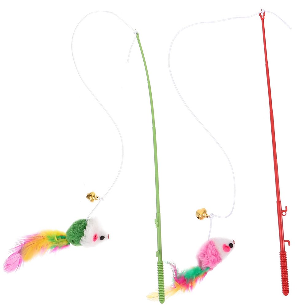 TOVINANNA 2-Pack Cat Wand with Plush Ball and Elastic String