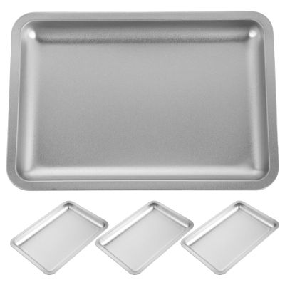 Luxshiny 4-Piece Stainless Steel Storage Trays for Nail Art Tools and Manicure, Rectangular, Silver-Colored