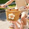 Kids' Bicycle Basket, Handwoven Cotton Rope with Plush Flower view 2