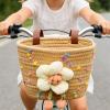 Kids' Bicycle Basket, Handwoven Cotton Rope with Plush Flower view 3