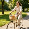 Kids' Bicycle Basket, Handwoven Cotton Rope Basket with Plush Flower view 3