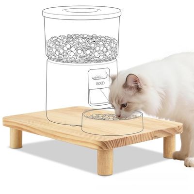 Elevated Solid Wood Cat Bowl Stand, Non-Slip, 34 x 20 x 6 cm
