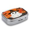 Smiling Ghost Metal Pill Organizer with 2 Compartments and Mirror view 3