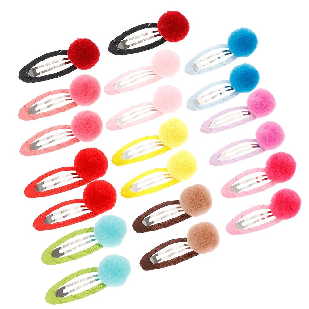 EPIGEIST 20-Piece Hair Clips with Small Fluffy Balls for Girls, Break-Resistant