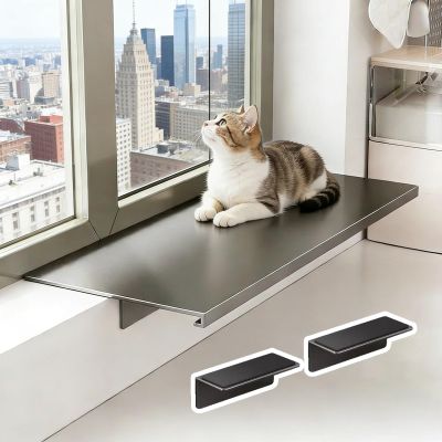 Magnetic Cat Windowsill Extension, No-Drill Shelf, Rust-Resistant Plant Shelf