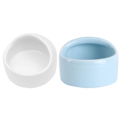 STOBAZA 2-Piece Blue Ceramic Hamster Food Bowls, Anti-Tip