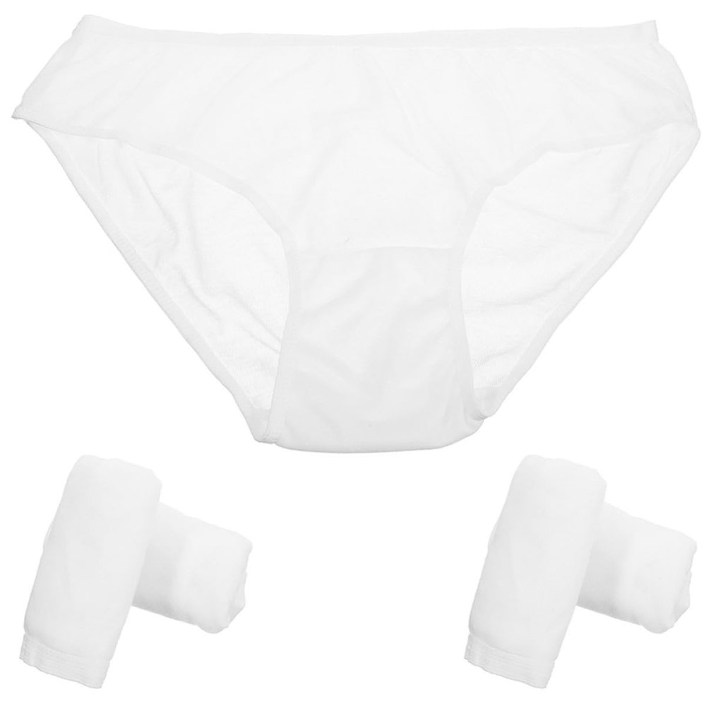 LALAFINA Disposable Underwear, White, 5 Pieces, Breathable Knitted Fabric, Comfortable for Wellness Applications
