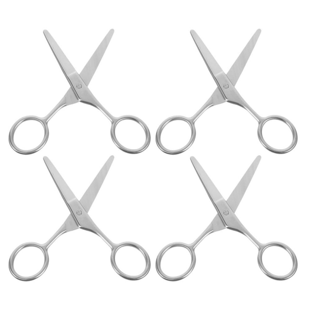 NIYANGLE 4-Piece Stainless Steel Nose Hair & Beard Scissors with Rounded Tips, Silver, for Travel