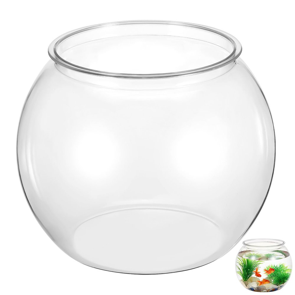 GATHINESS Round Transparent PET Fish Bowl for Betta Fish and Plants
