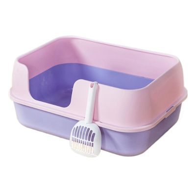 FLYIODFCXV Semi-Enclosed Removable Cat Litter Box, Purple