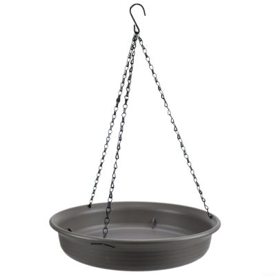 HOHOVYVY Hanging Bird Bath and Feeder, 31 x 31 x 6 cm, Plastic and Metal, Rust-Resistant Chain, Weather-Resistant