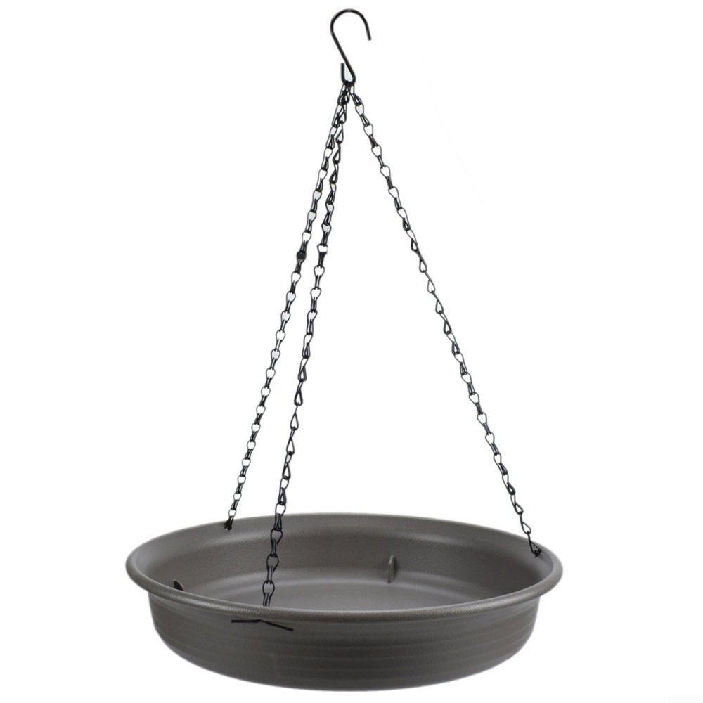 HOHOVYVY Hanging Bird Bath and Feeder, 31 x 31 x 6 cm, Plastic and Metal, Rust-Resistant Chain, Weather-Resistant