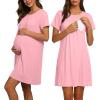 duxyoz Women's Maternity Nursing Nightgown, Short Sleeve, Crew Neck, Loose Fit view 2