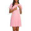 duxyoz Women's Maternity Nursing Nightgown, Short Sleeve, Crew Neck, Loose Fit view 4