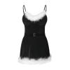 Sexy Women's Satin Lace Nightgown, Elegant Babydoll, Black, X-Large, A498 view 2