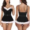 Sexy Women's Satin Lace Nightgown, Elegant Babydoll, Black, X-Large, A498 view 3