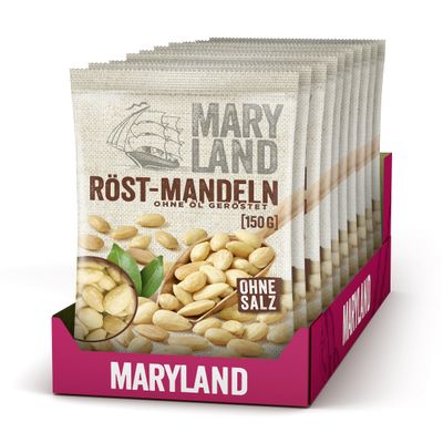 Maryland Roasted Almonds 150 g Bags, 10-Pack – Gently Roasted Without Oil, Roasted in Germany