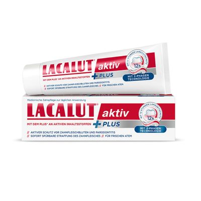 LACALUT aktiv PLUS Toothpaste, 75 ml, Medical Toothpaste with 2-Phase Technology