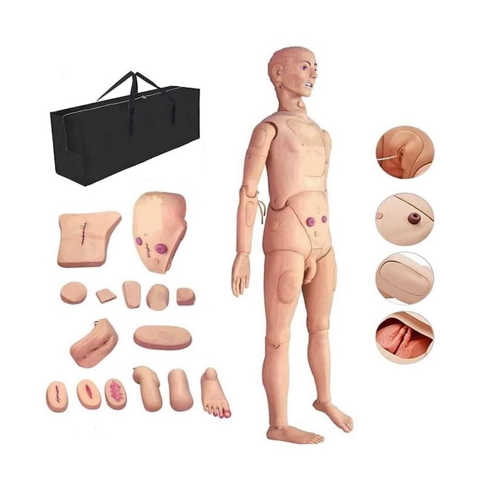 Life-Size Nursing Training Mannequin with CPR and Wound Modules