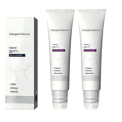 Magic Collagen Fullerene Neck Cream with Collagen Peptides, Wrinkle-Reducing and Firming Neck Care, Moisturizing, 2 Pieces