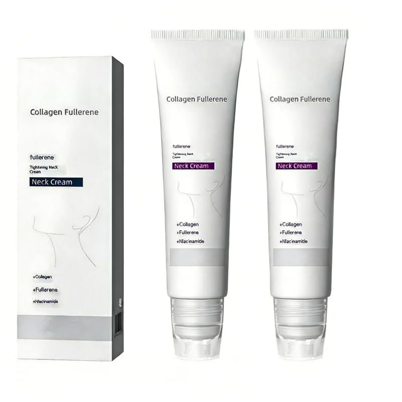 Magic Collagen Fullerene Neck Cream with Collagen Peptides, Wrinkle-Reducing and Firming Neck Care, Moisturizing, 2 Pieces