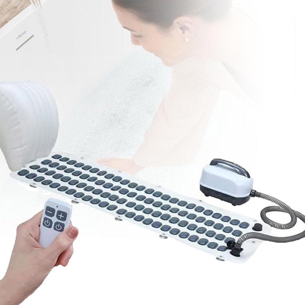 Bath Spa Massage Mat with 114 Nozzles, 6 Adjustable Settings, Non-Slip Bathtub Air Bubbler for Home Relaxation