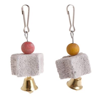 ZBIianxer Natural Grinding Stone with Bells for Small Pets