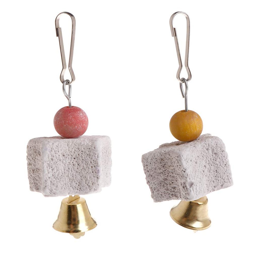 ZBIianxer Natural Grinding Stone with Bells for Small Pets