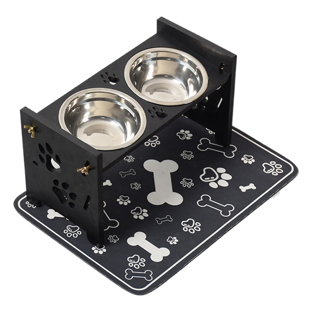 Elevated Wooden Dog Bowls, Adjustable Wooden Feeding Station