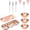 23-Piece Facial Treatment Bowl Set with Brushes, Sponges, and Trays, Stainless Steel, Gold/Rose Gold view 1