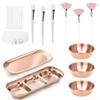 23-Piece Facial Treatment Bowl Set with Brushes, Sponges, and Trays, Stainless Steel, Gold/Rose Gold view 4