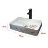 Vintage Square Hand-Painted Lotus and Fish Vessel Sink view 2