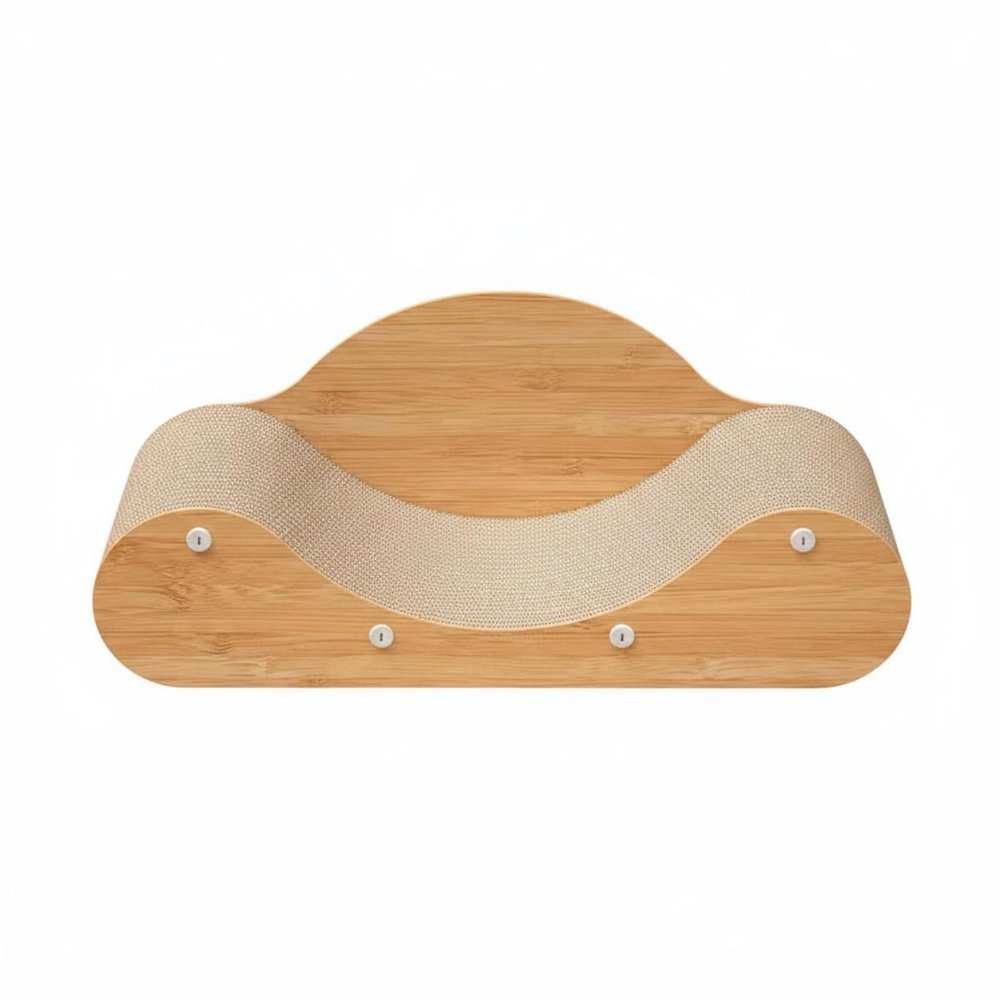 KiBcsLic Cardboard Cat Scratcher Lounge, Natural Wood