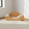KiBcsLic Cardboard Cat Scratcher Lounge, Natural Wood view 4